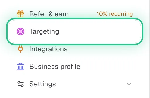 The bottom of the menu with Targeting ringed